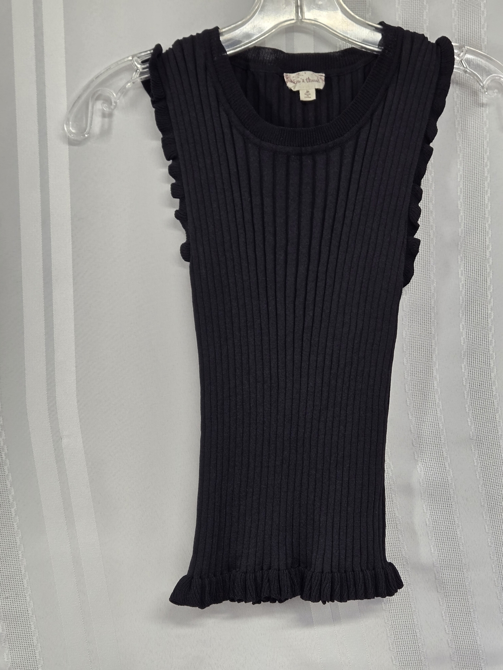 HEM & THREAD Ribbed Sleeveless Knit Top - Black SIZE M
